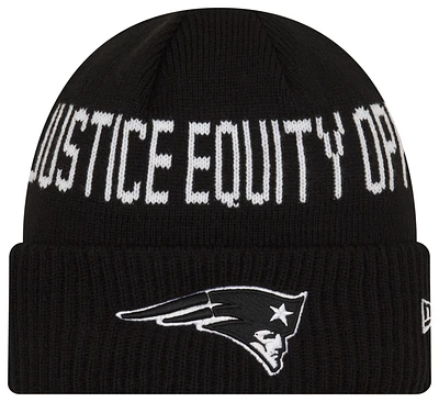 New Era Mens New Era Patriots Social Justice Knit Cap - Mens White/Black Size One Size