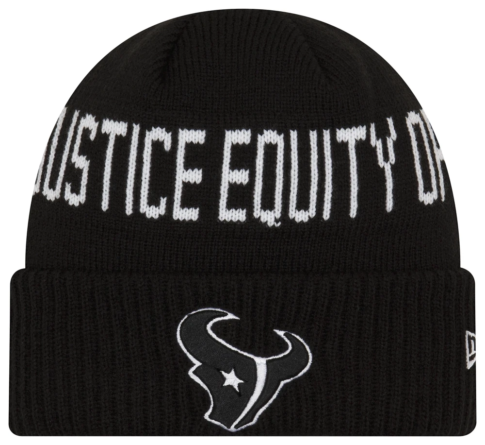 New Era Mens New Era Texans Social Justice Knit Cap - Mens Black/White Size One Size
