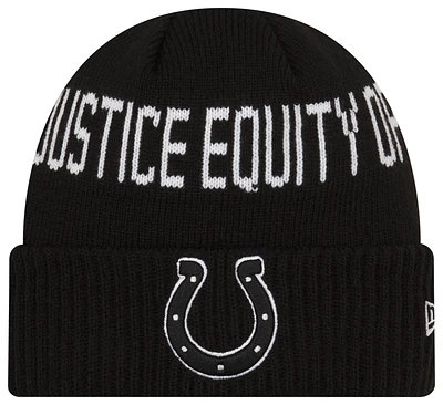 New Era Mens New Era Colts Social Justice Knit Cap - Mens White/Black Size One Size