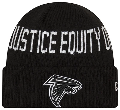New Era Mens New Era Falcons Social Justice Knit Beanie - Mens Black/White Size One Size
