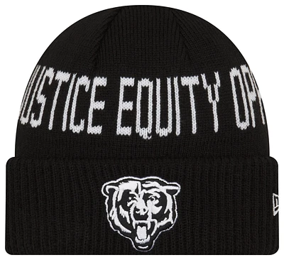 New Era Mens New Era Bears Social Justice Knit Beanie - Mens White/Black Size One Size