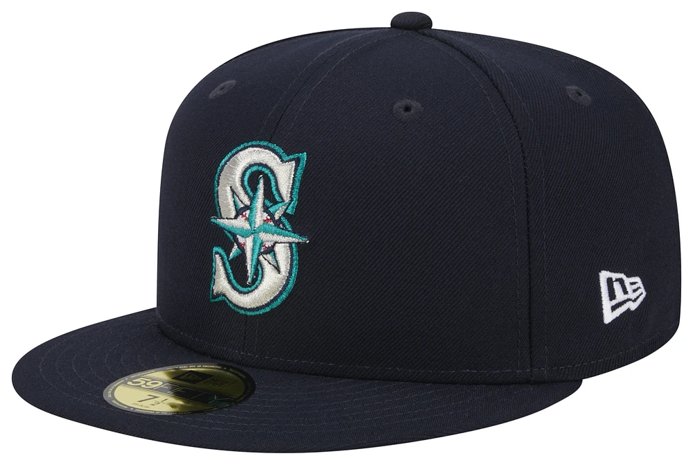 New Era New Era Mariners 5950 Evergreen Side Patch Fitted Hat - Adult Navy/White/Teal Size 7