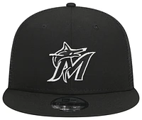 New Era Mens New Era Marlins Evergreen Trucker Hat - Mens Black/White Size One Size