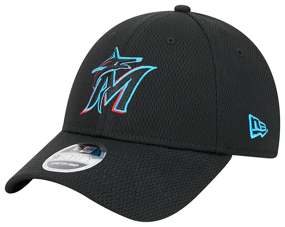 New Era Mens New Era Marlins SS Evergreen OTC Cap - Mens Black/Black Size One Size