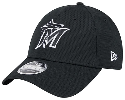 New Era Mens New Era Marlins SS Evergreen Cap - Mens Black/White Size One Size