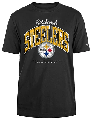 New Era Mens New Era Steelers Crackle T-Shirt - Mens Black/Black Size S