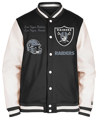 New Era Mens Raiders Chenille Varsity Jacket - Black/Black