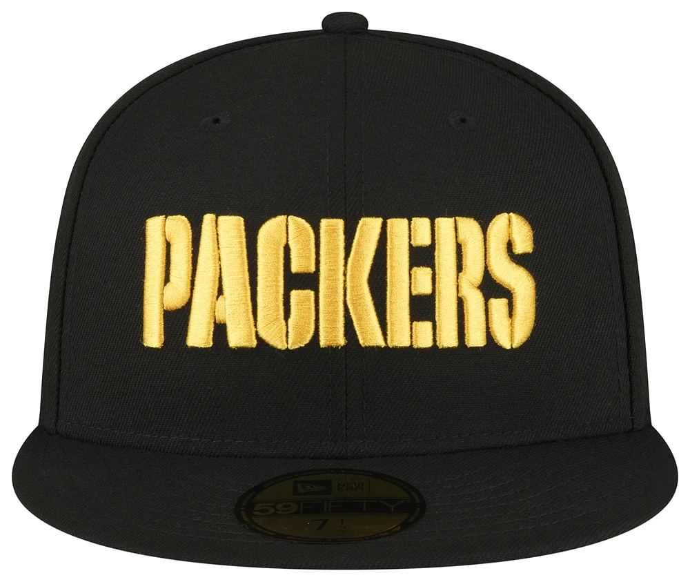 New Era New Era Packers 5950 Fitted Cap - Adult Black Size 7