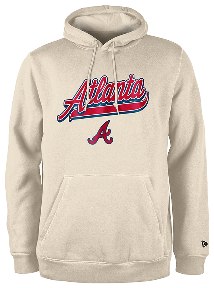 New Era Mens Braves Hooded Pullover - Tan/Tan