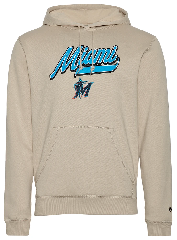 New Era Mens Marlins Hooded Pullover - Tan/Tan