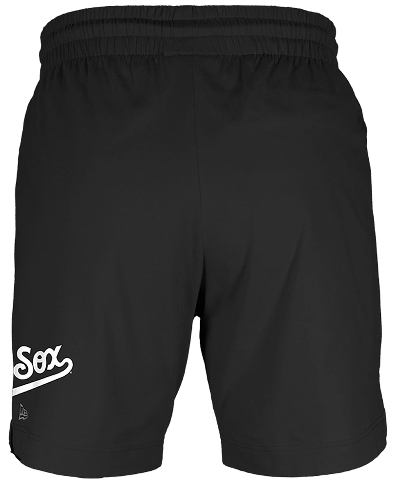 New Era Mens White Sox 7" Fitted OTC Shorts - Black/Black