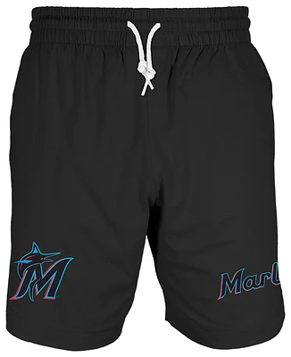 New Era Mens Marlins 7" Fitted OTC Shorts - Black/Black