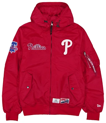 New Era Mens New Era Phillies Alpha Jacket - Mens Red/Red Size XL