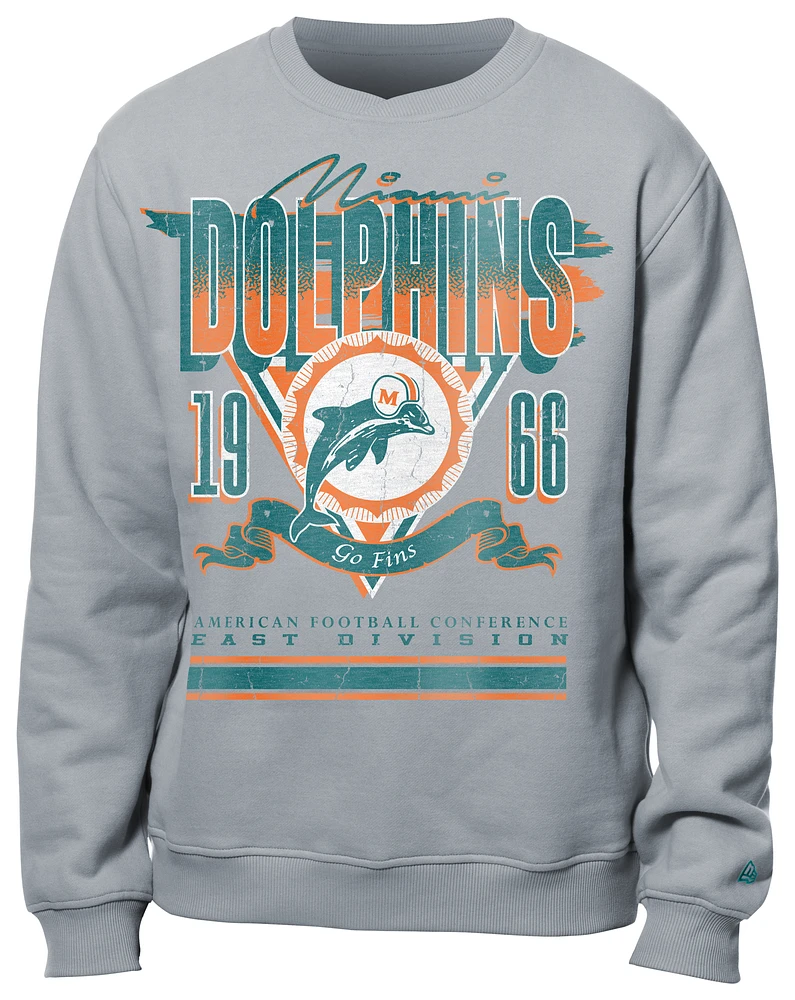 New Era Mens Dolphins Crew Sweatshirt - Grey/Multi