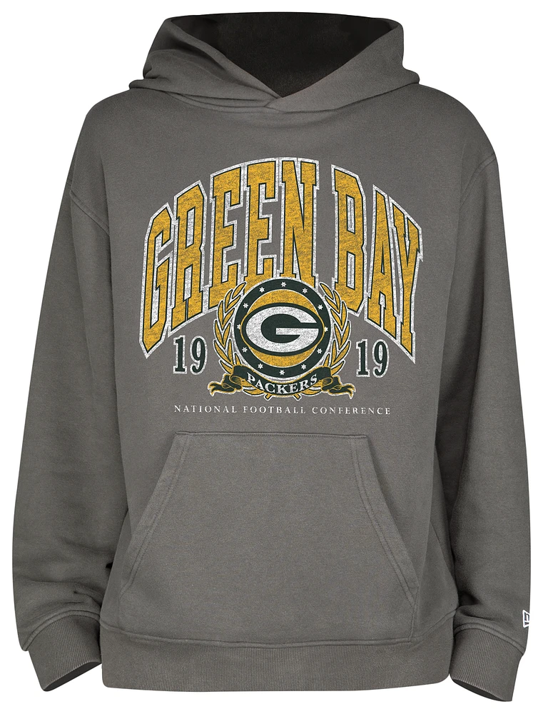 New Era Mens Packers Fitted Pullover Hoodie - Grey/Grey