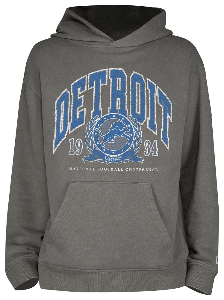 New Era Mens Lions Fitted Pullover Hoodie - Grey/Grey