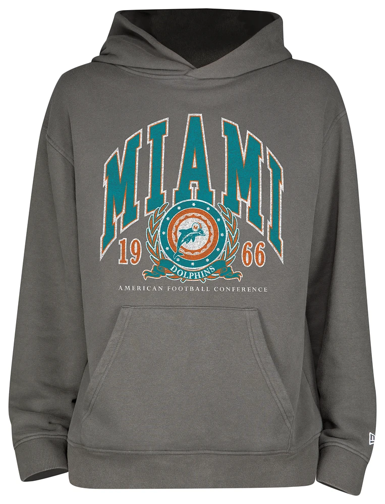 New Era Mens Dolphins Fitted Pullover Hoodie - Grey/Grey