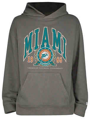 New Era Mens Dolphins Fitted Pullover Hoodie - Grey/Grey