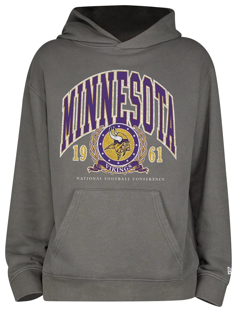 New Era Mens Vikings Fitted Pullover Hoodie - Grey/Grey