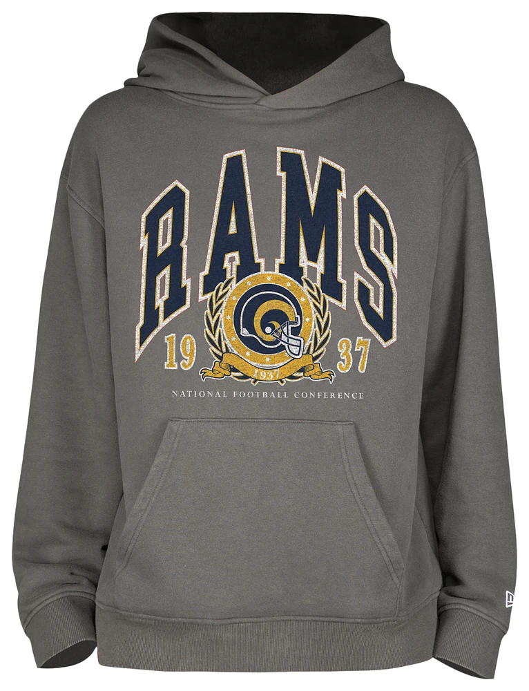 New Era Mens Rams Fitted Pullover Hoodie - Grey/Grey