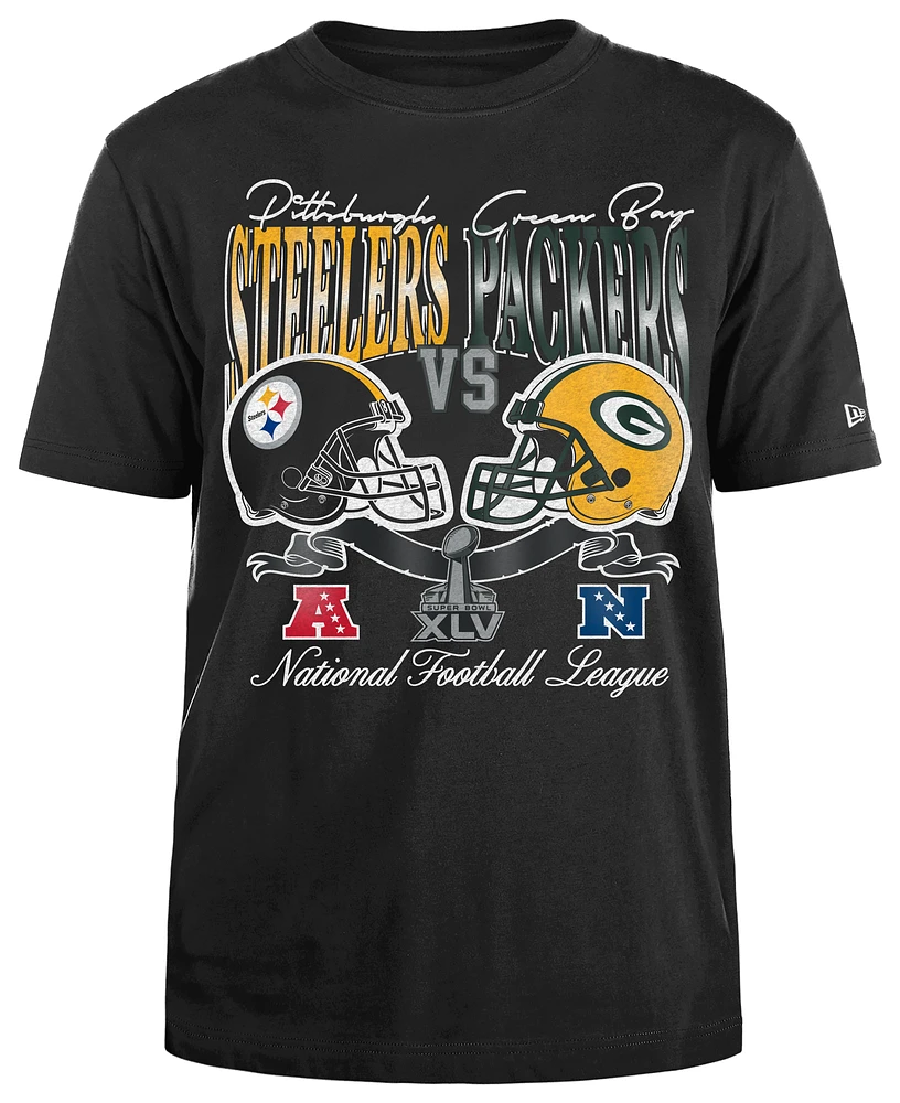 New Era Mens Packers/Steelers Super Bowl Short Sleeve T-Shirt - Black/Multi