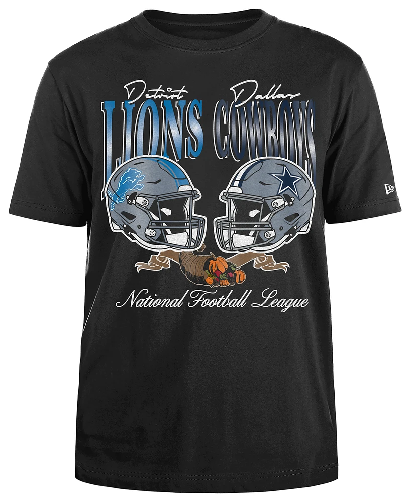 New Era Mens Cowboys/Lions Thanksgiving Fitted T-Shirt - Black/Multi