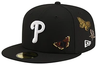 New Era New Era Phillies 59Fifty Felt Fitted Cap - Adult Black/White Size 7