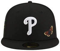 New Era New Era Phillies 59Fifty Felt Fitted Cap - Adult Black/White Size 7