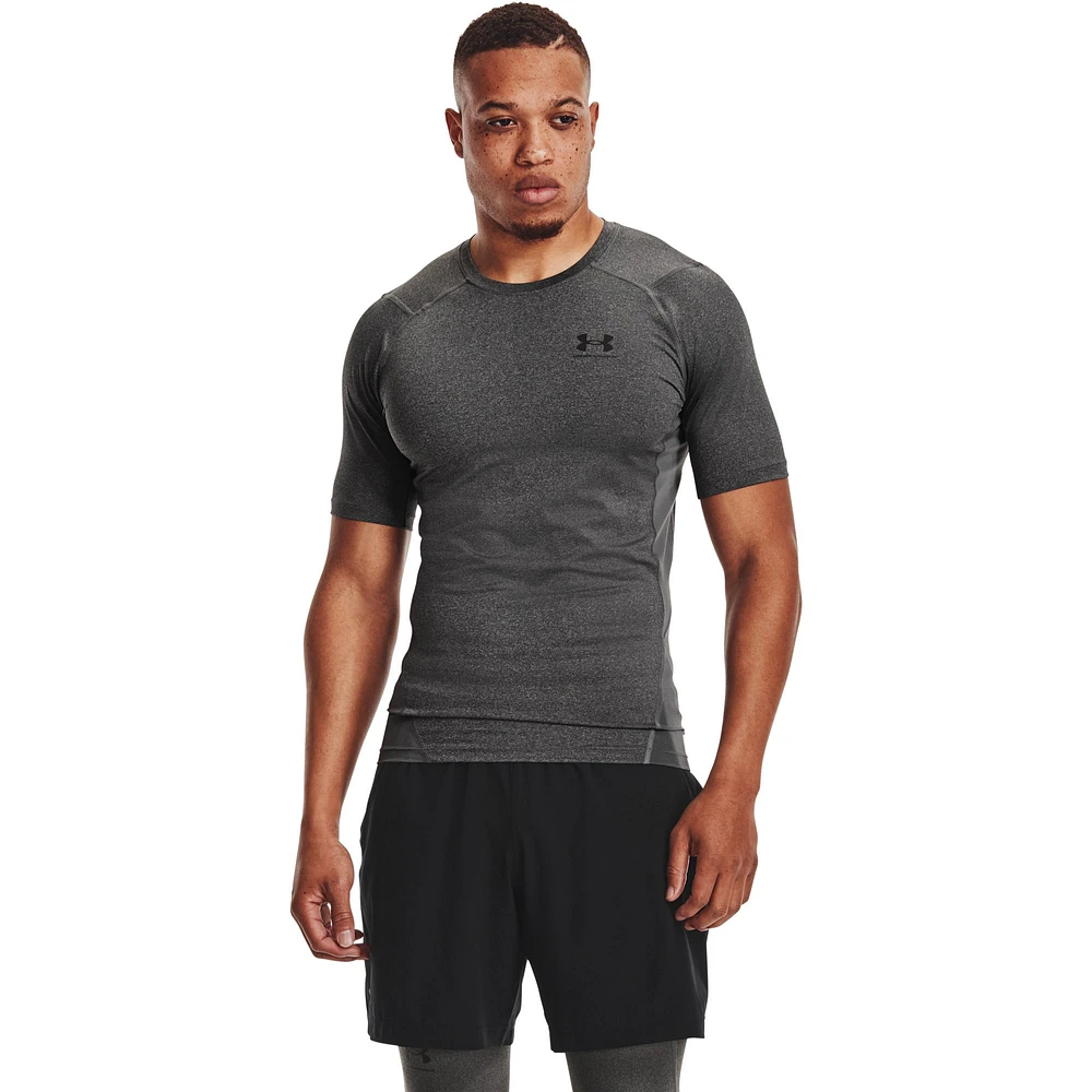 Under Armour Mens HeatGear Compression S/S Football T-Shirt - Carbon Heather/Black