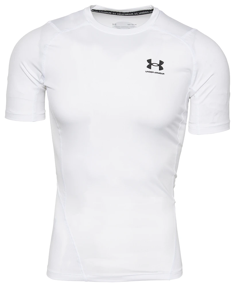 Under Armour Mens Under Armour HeatGear Armour Compression S/S Football T-Shirt - Mens White/Black Size L