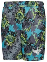 PUMA Mens Melo Blue Hive Printed Shorts - Black/Volt