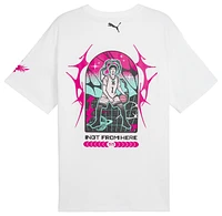 PUMA Mens Melo Acid Drip Short Sleeve T-Shirt - White/Pink