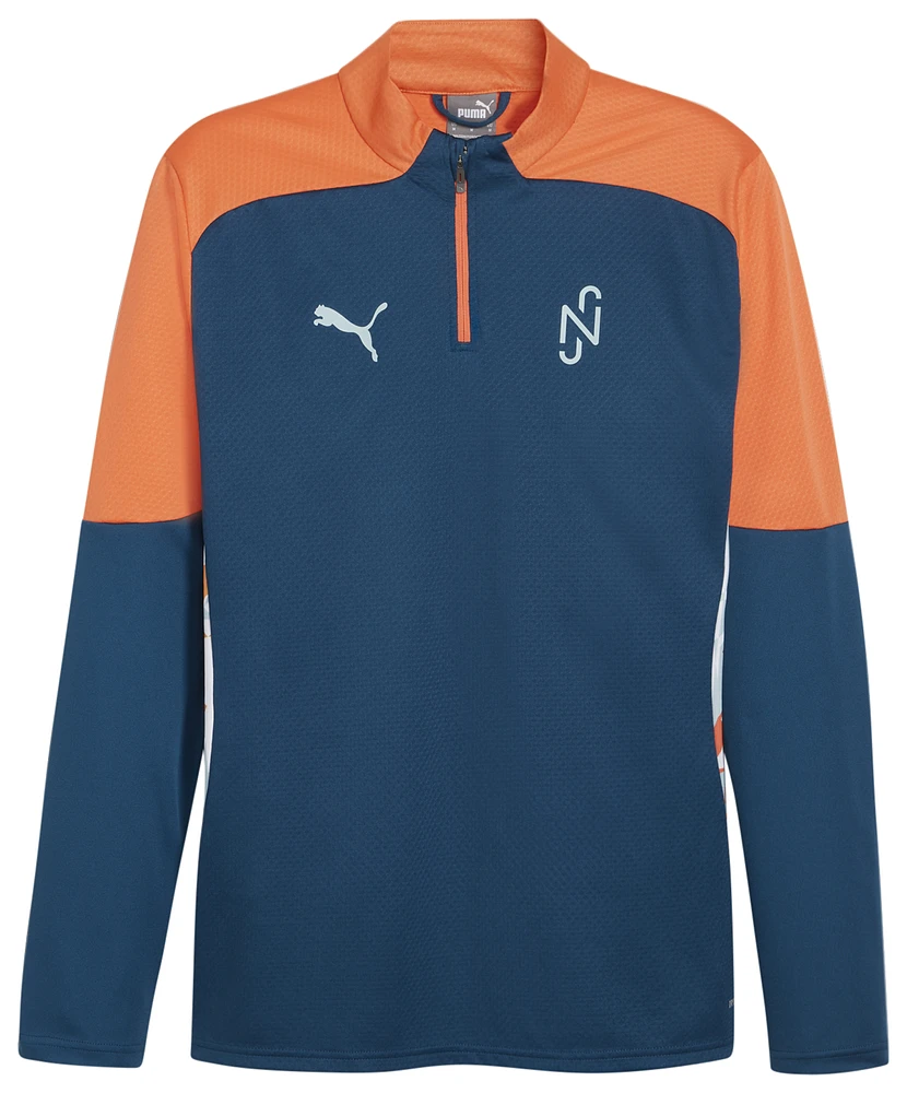 PUMA Mens Neymar Jr Quarter-Zip Top - Hot Heat/Ocean Tropic