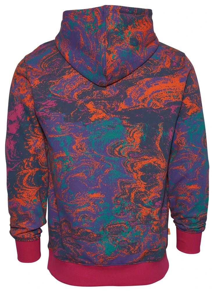Timberland Mens All Over Print Fleece Pullover Hoodie - Black/Pink