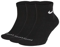 Nike Mens Nike 3 Pack Dri-FIT Plus Quarter Socks - Mens Black/White Size L