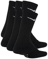 Nike Boys 6 Pack Cushioned Crew Socks - Boys' Grade School Black/White