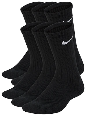 Nike Boys 6 Pack Cushioned Crew Socks - Boys' Grade School Black/White