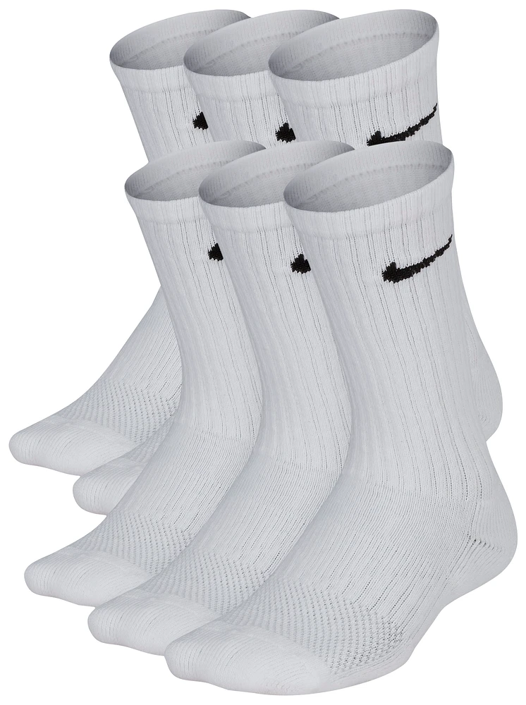 Nike Boys Nike 6 Pack Cushioned Crew Socks - Boys' Grade School White/Black Size M