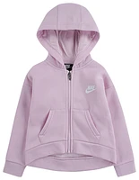 Nike Girls Club Fleece High Low FZ Hoodie - Girls' Preschool Pink Foam/Black