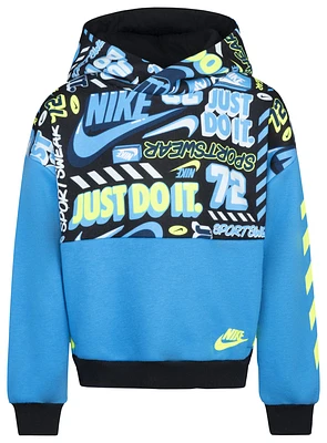 Nike Boys Nike NSW AOP Fleece Hoodie - Boys' Preschool Blue/Black Size 4