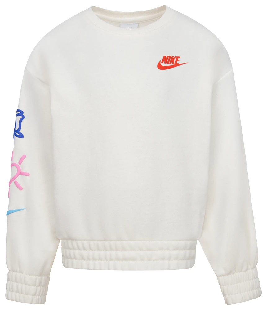 Nike Girls XO Swoosh Crew - Girls' Preschool Pale Ivory/Red