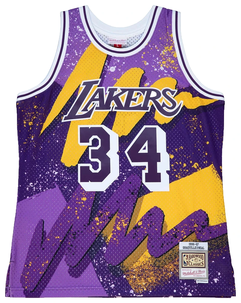 Mitchell & Ness Mens Shaquille O'neal Mitchell & Ness Lakers Hyp Hoops Jersey - Mens Purple/Multi Size M