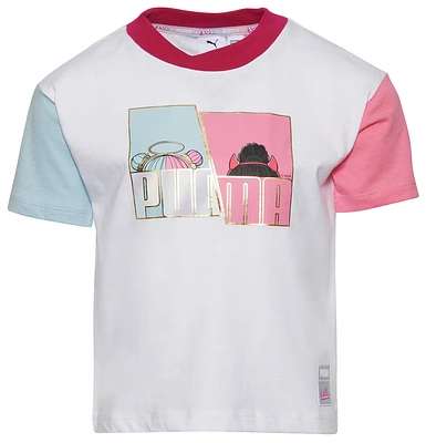 PUMA Girls PUMA LOL S&S Colorblock T-Shirt - Girls' Preschool White/Multi Size 4