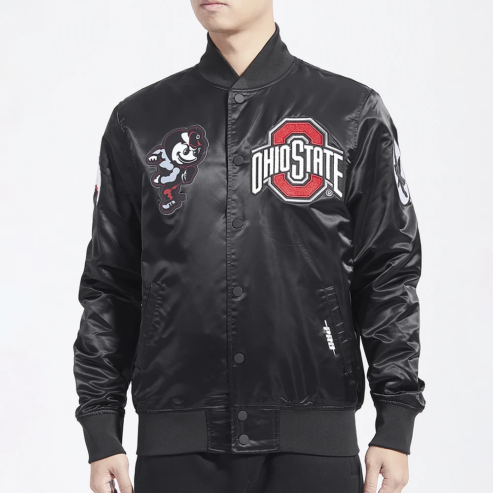 Pro Standard Mens Ohio State Classic Satin Jacket - Red/Black