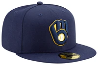 New Era New Era Brewers 59Fifty Authentic Cap - Adult Royal/Yellow Size 7