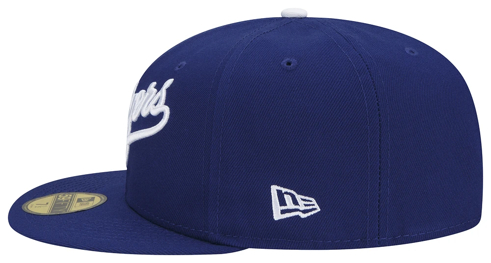 New Era Mens New Era Dodgers Logo White 59Fifty Fitted Cap - Mens Royal/Royal Size 8