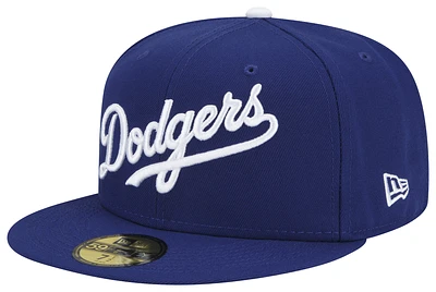 New Era Mens Dodgers Logo White 59Fifty Fitted Cap - Royal/Royal