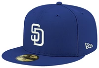 New Era Mens New Era Padres Logo White 59Fifty Fitted Cap - Mens Royal/Royal Size 8