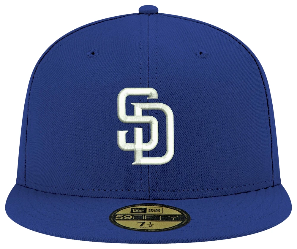 New Era Mens New Era Padres Logo White 59Fifty Fitted Cap - Mens Royal/Royal Size 8