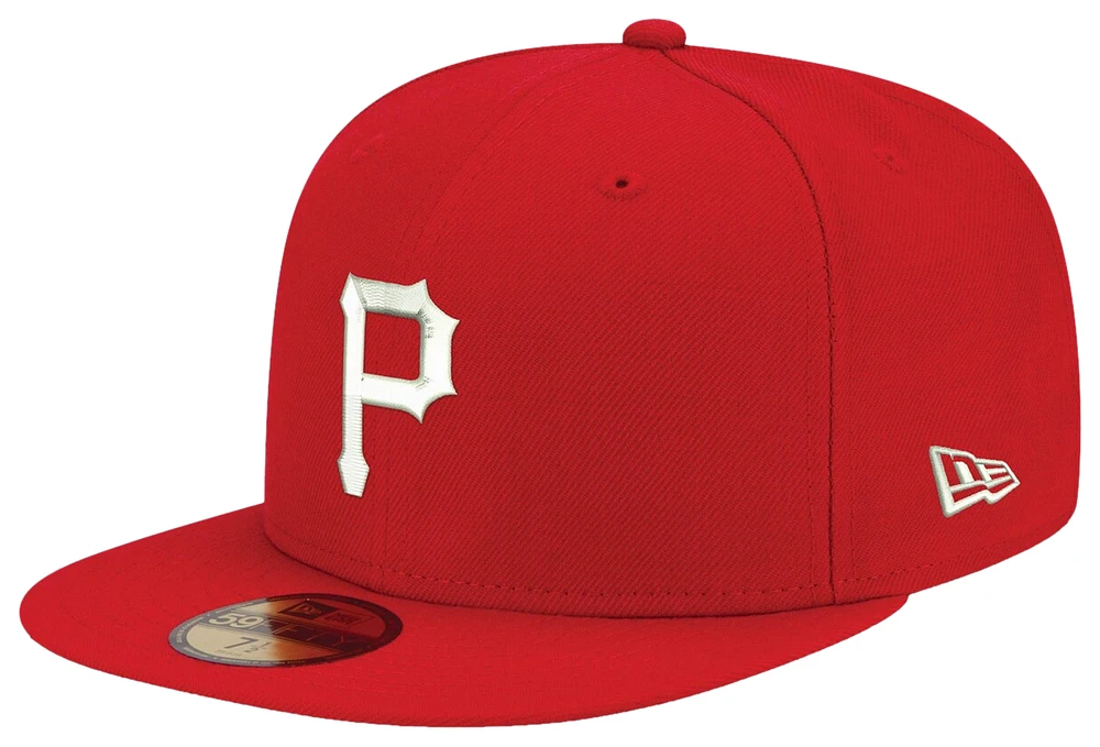 New Era Mens New Era Pirates Logo White 59Fifty Fitted Cap - Mens Red/Red Size 8